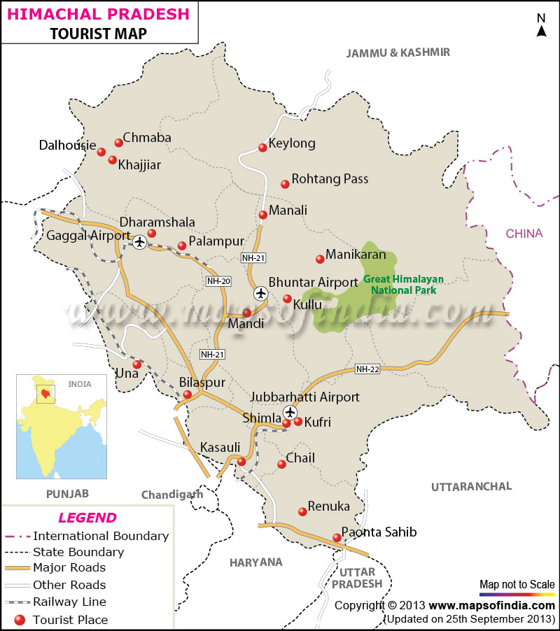 Travel Map of Himachal Pradesh