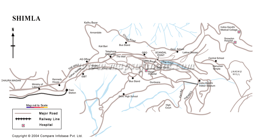 Map of Shimla, Shimla, Himachal Pradesh