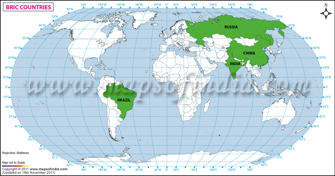 Large Map of BRIC Countries