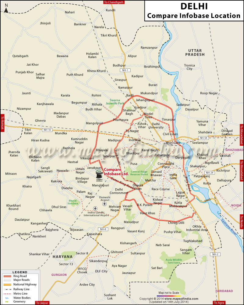 Compare Infobase Delhi office Location Map
