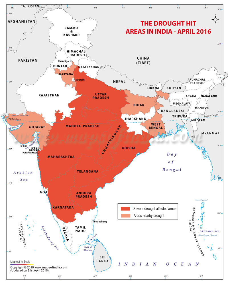 Drought Affected Areas in India 2016 Map
