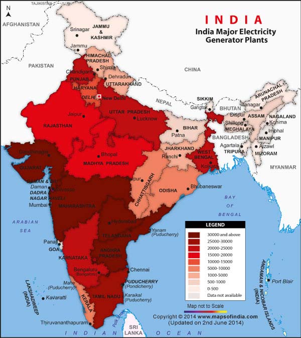 Map of India Electricity