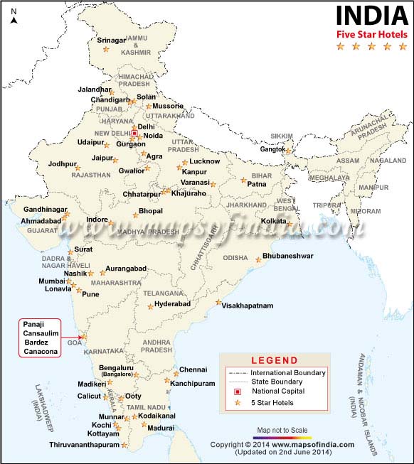India Five Star Hotels Map