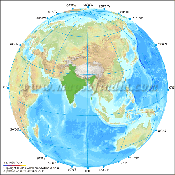 Globe map of India
