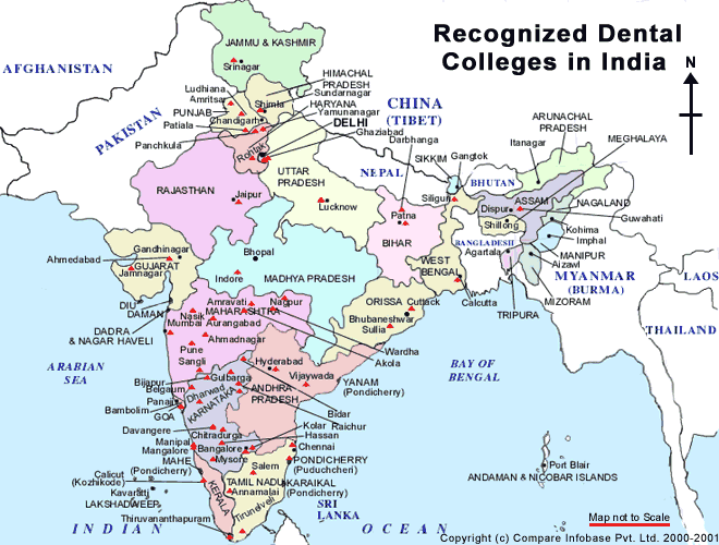 Map of Dental Colleges in India