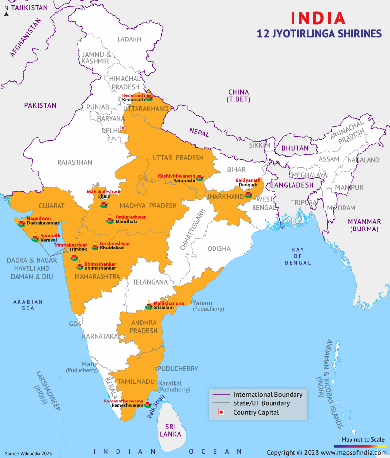 Jyotirlinga Shrines Map India