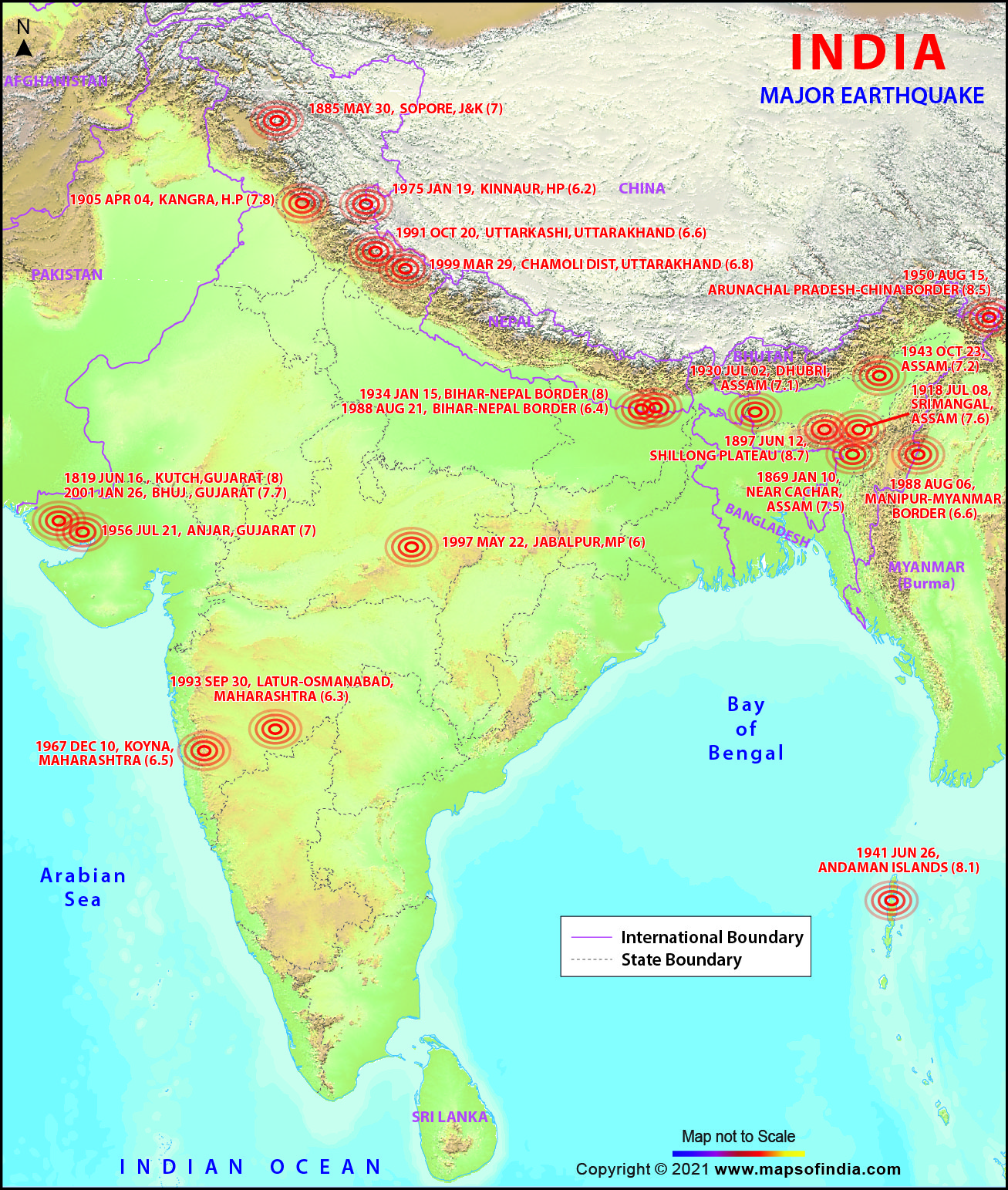Map of Major Earthquakes
