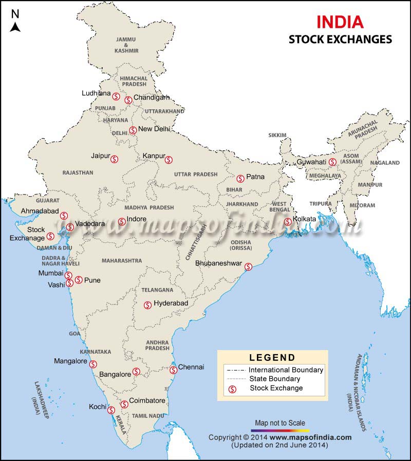 Stock Exchanges in India Map