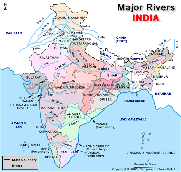 Major Rivers Of India Map Major Rivers In India | Mapsofindia Blog