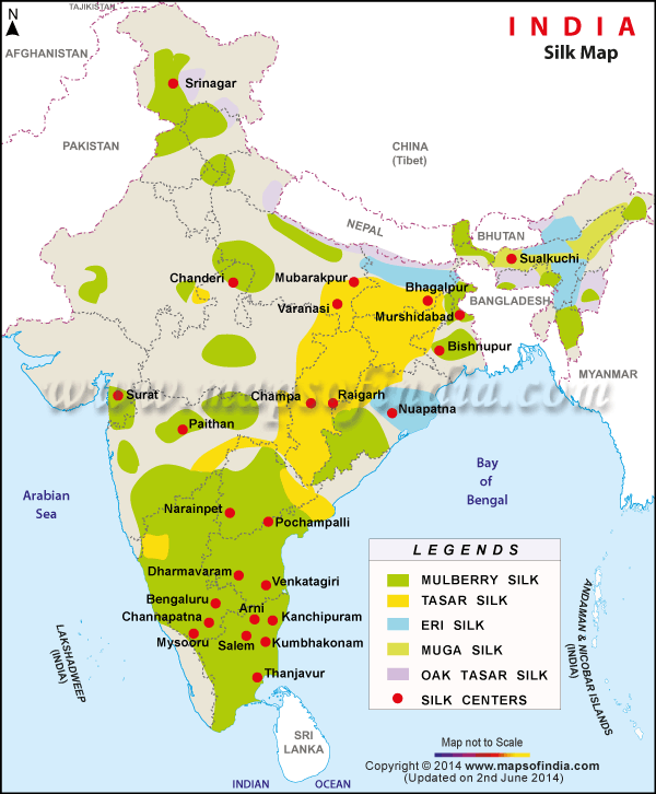 Silk map of India