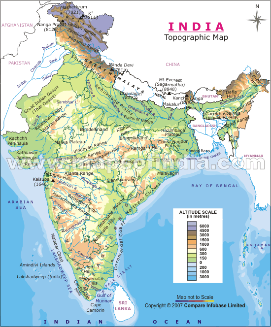 Physical Map of India