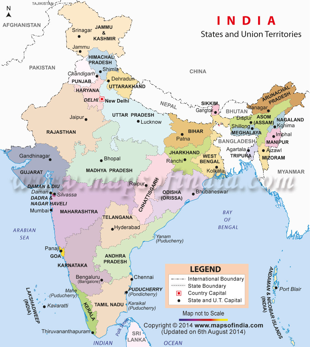 India Political Map Enlarged View