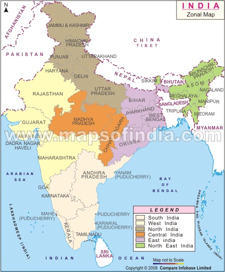Clickable Zonal Map of India