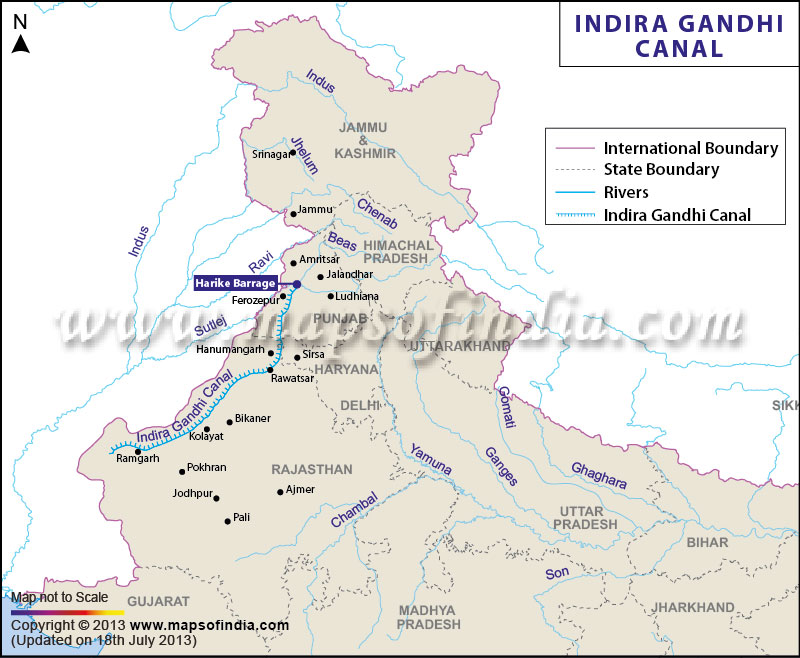 Indira Gandhi Canal Route Map