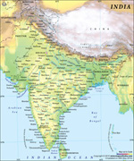 India Physical Map Small