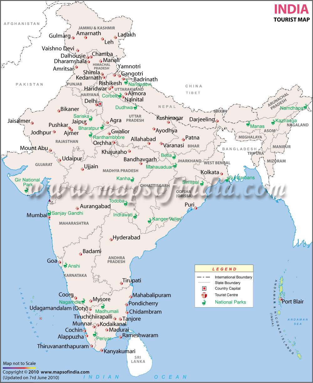 Tourist Map of India