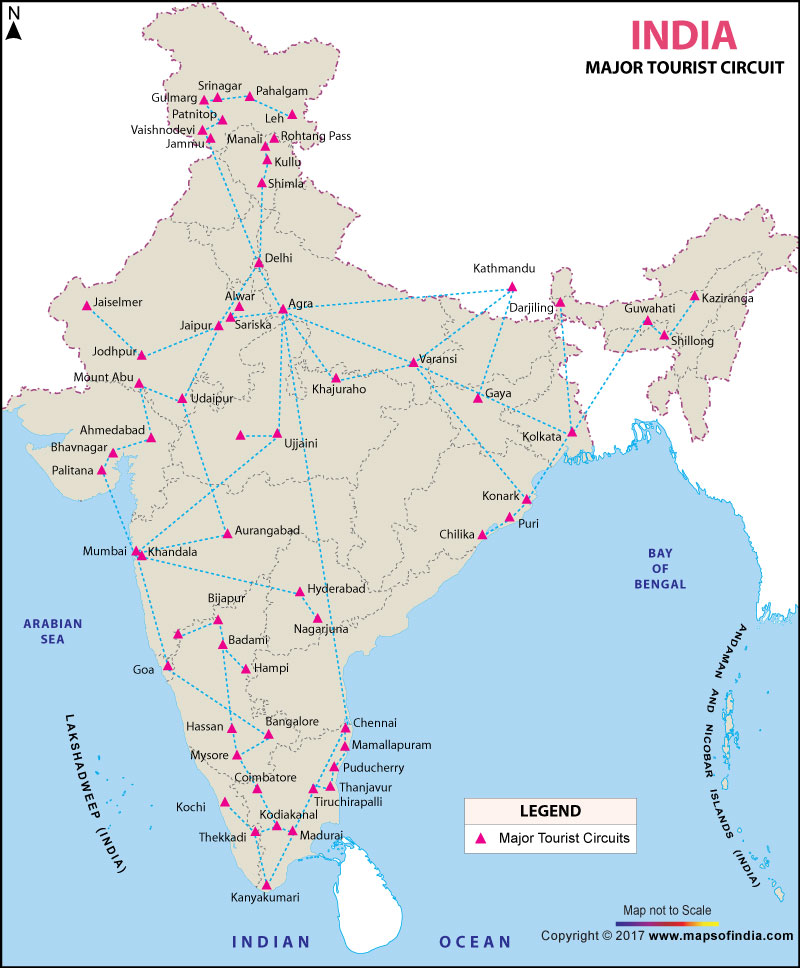 Tourist map of India