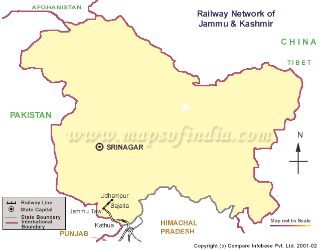 Jammu & Kashmir Railway Network Map