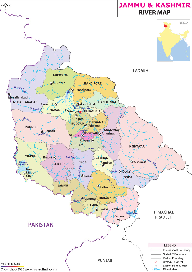 River Map of Jammu And Kashmir