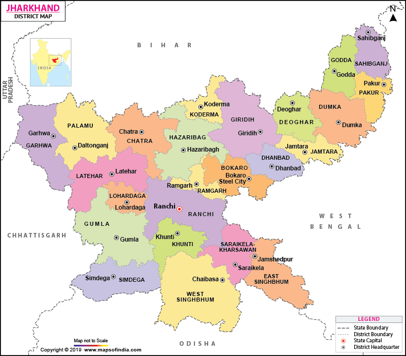 District Map of Jharkhand