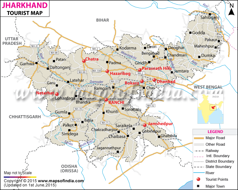 Tourist Map of Jharkhand
