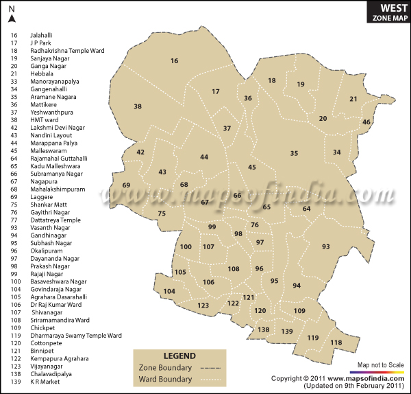 Bangalore West Zone Map