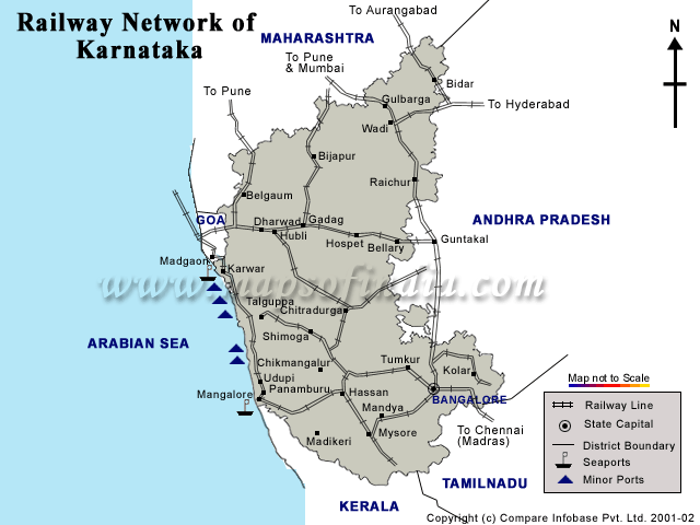 Railway Network map Of Karnataka