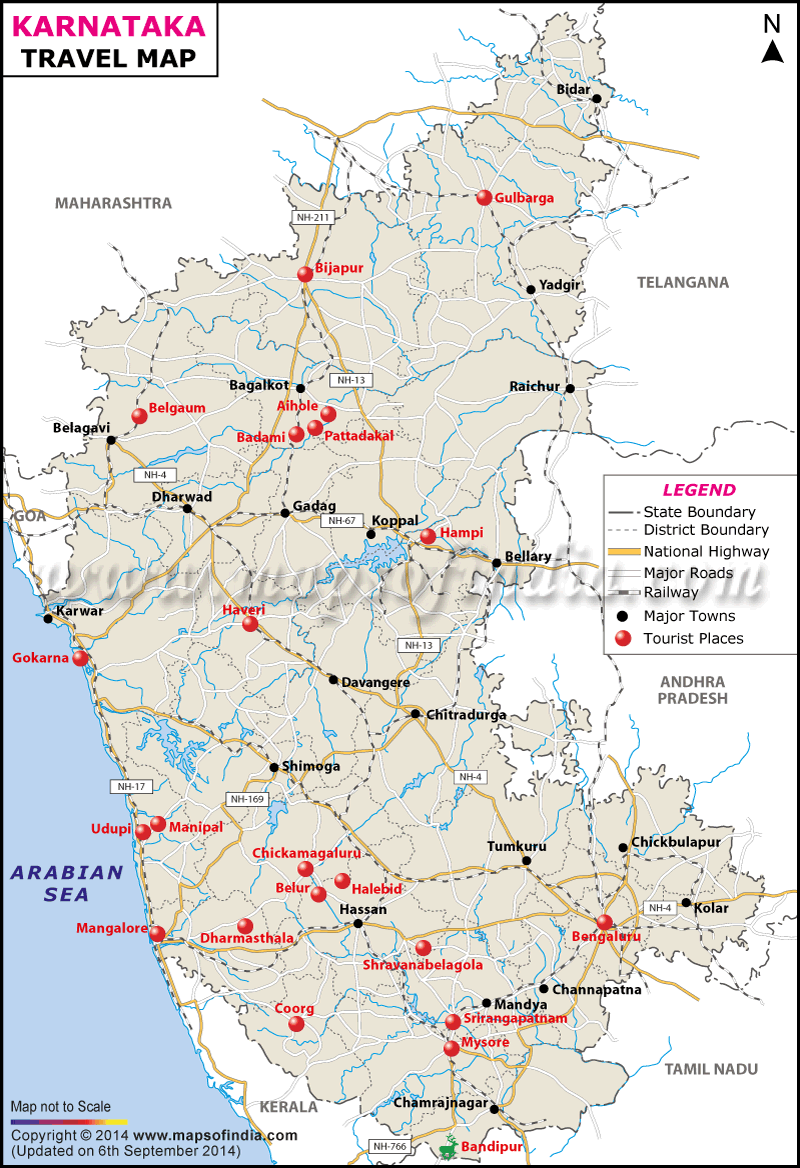 Tourist Map of Karnataka