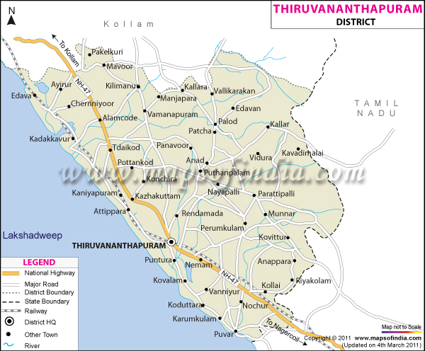 District Map of Thiruvananthapuram