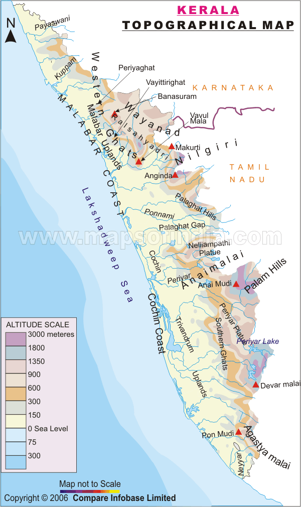 Kerala Geographical Map - Physical Location Map of Kerala / Details about the ten paradises found by dr.