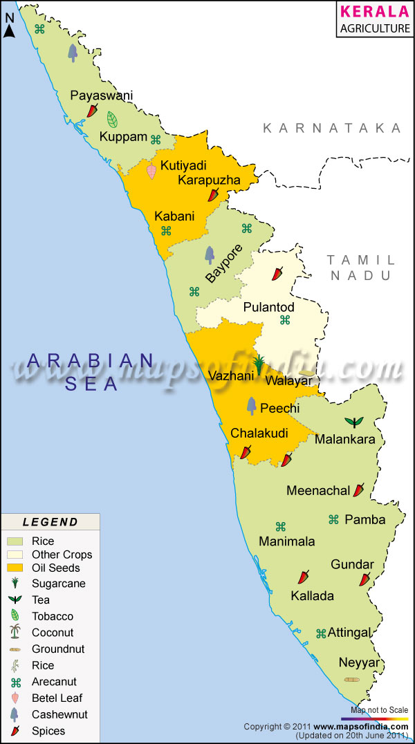 Map Of Kerala. Kerala Agriculture Map