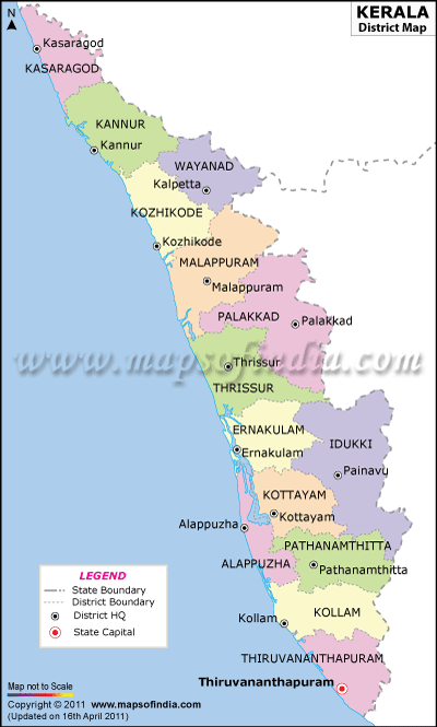 Карта Индии, Керала