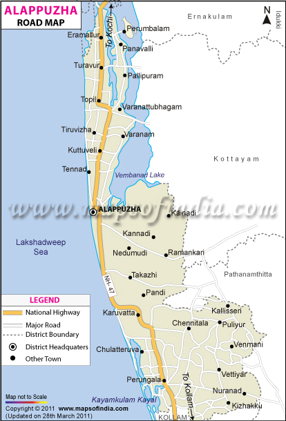 Road Map of Alappuzha