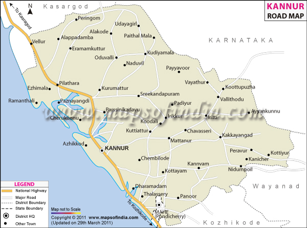 Road Map of Kannur