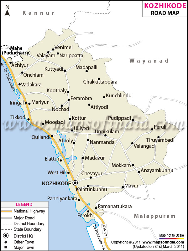 Road Map of Kozhikode
