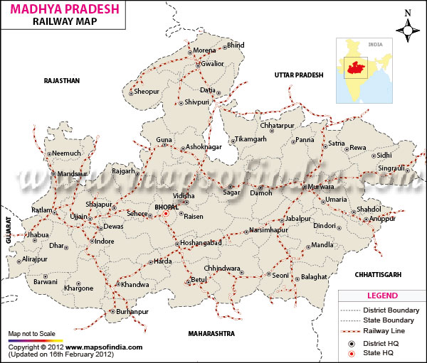 Railway Map of Madhya pradesh