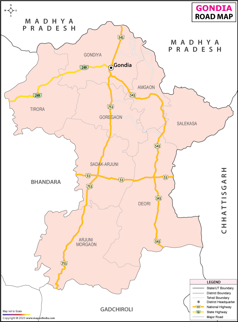 Road Map of Gondia