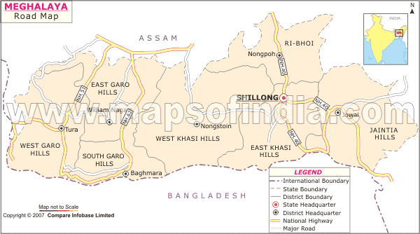 Road Map Of Meghalaya