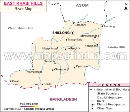 River Map of East Khasi Hills