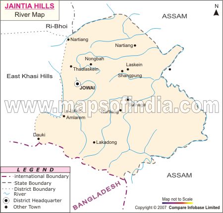 River Map of Jaintia Hills
