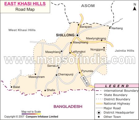Road Map of East Khasi Hills