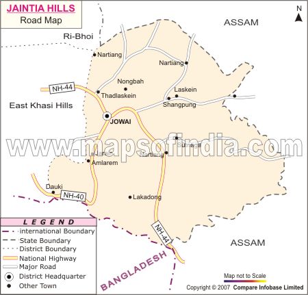 Road Map of Jaintia Hills