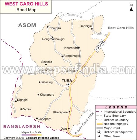 Road Map of West Garo Hills