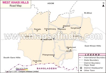 Road Map of West Khasi Hills