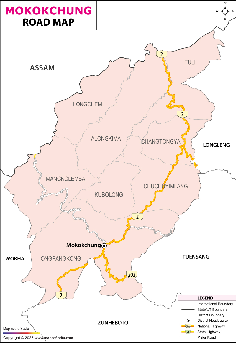 Road Map of Mokokchung