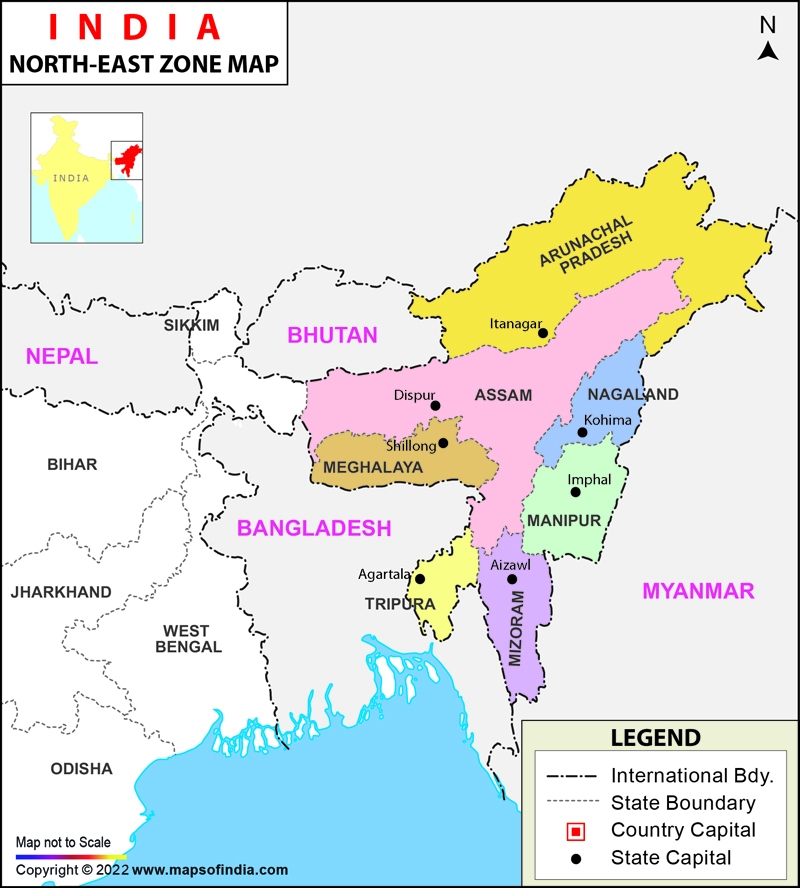 North-East India Map