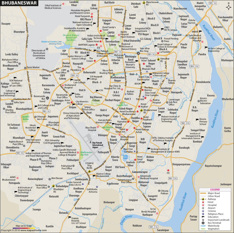 Travel Map of Bhubaneshwar