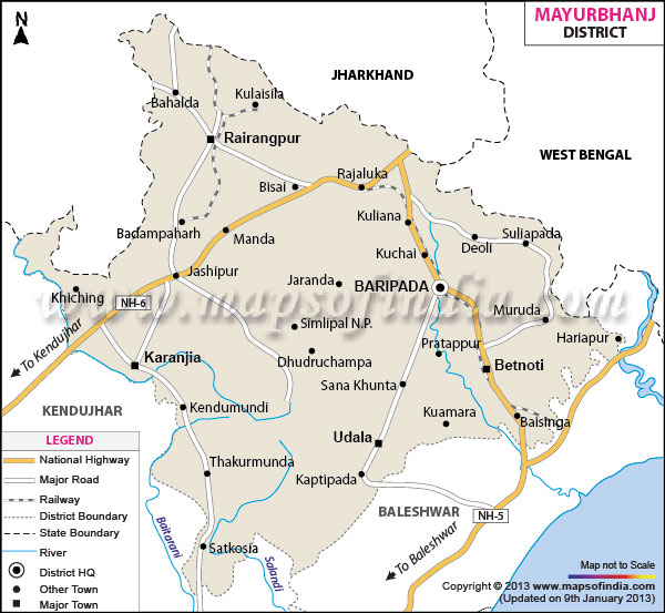 District Map of Mayurbhanj