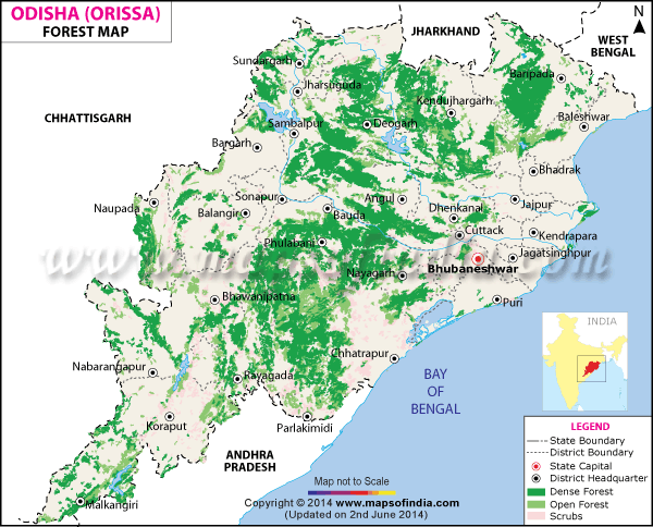 Forests Map of Orissa