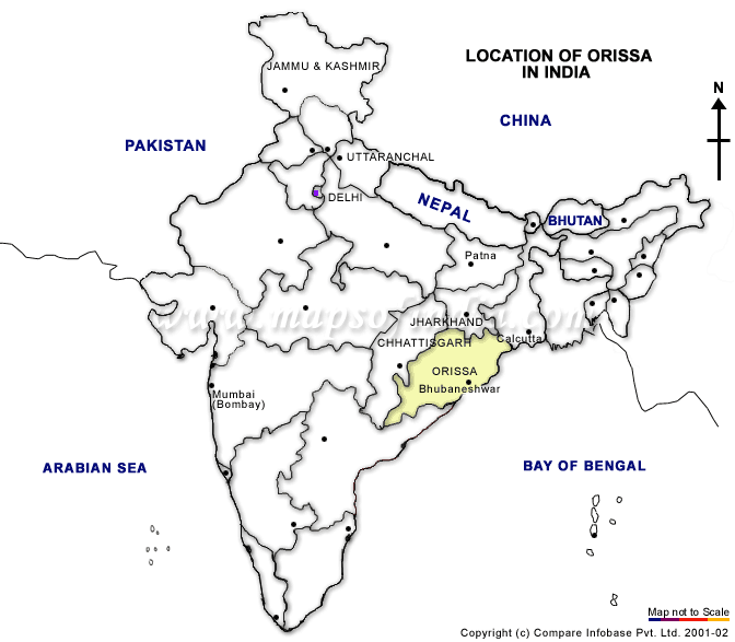 Orissa Location Map